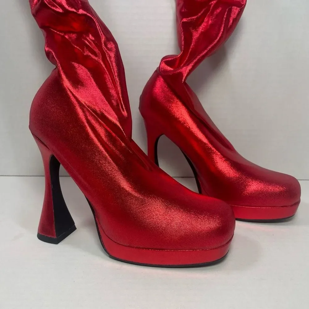 Jeffrey Campbell BNIB XS-S PANTALONES 6M platform Metallic Red Very small waist - Picture 4 of 16